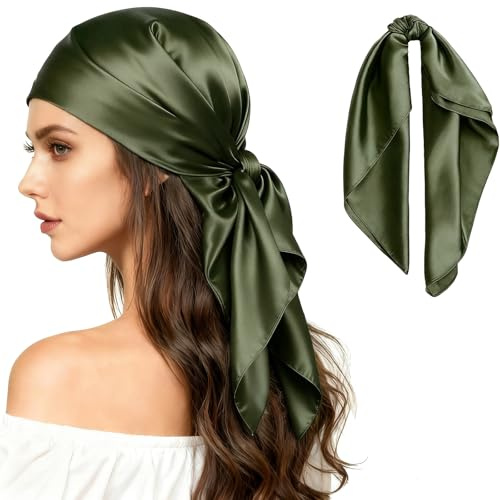 MESU Large Square Scarf 35 Headscarf for Women Hair Bandanas | Silk Head Scarf, Shiny, Soft, Smooth