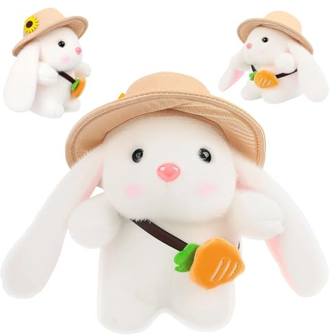 Eymobad Osterhase Plüschtier Weiß mit Karotte - 20cm Kuscheltier Hase für Kinder, Weiches Stofftier Ostern zum Verstecken & Kuscheln, Osterhase Geschenk für Mädchen & Jungen (Weiß)