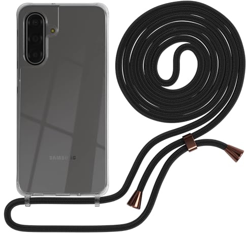 EAZY CASE Handykette kompatibel mit Galaxy A17 Handyhülle mit Umhängeband, Handykordel mit Schutzhülle, Silikonhülle, Hülle mit Band, Stylische Kette für Smartphones, Schwarz - Clips Schwarz