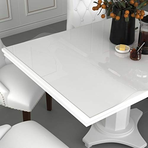 LoogCape Film de table transparent 160 x 90 cm en PVC 1,6 mm - Protection pour table à manger, table basse, poste de travail de bureau, résistant aux rayures, imperméable, facile à couper, durable