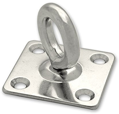 Docks gmar66 Mobile Rings on Square Plate – Pack of 2 – Stainless Steel Thread Diameter 8 mm Inner Diameter 19 mm Ring – Size 50 x 50 mm, Platinum Grey
