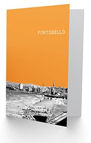 Wee Blue Coo Portobello Edinburgh Scottish Landmark Orange Greetings Card