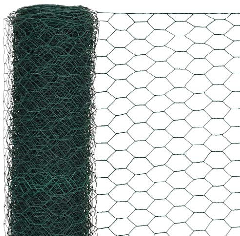 JHMYAR Festnight Drahtgeflecht mit PVC-Beschichtung | Sechseckig Maschendrahtzaun | Gartenzaun | Kaninchendraht | Sechseckgeflecht | Grün Stahl 25×1,5 m
