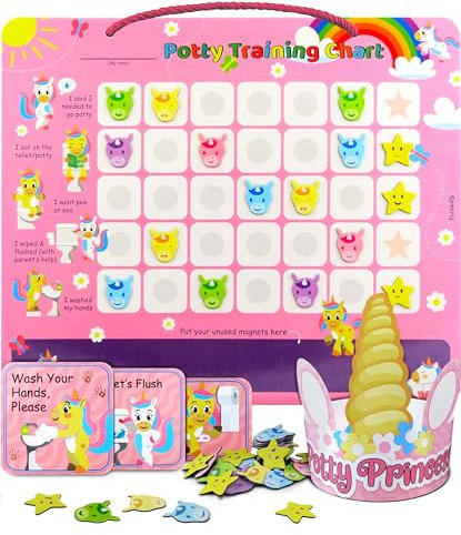 Einhorn Töpfchentrainingstabelle & 35 Magnetische Aufkleber -Töpfchentraining Aufkleber Tabelle Töpfchentraining Tabelle für Kleinkinder Mädchen Töpfchentraining Aufkleber Töpfchentraining für Jungen