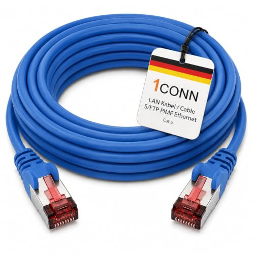 1CONN Cavo di rete Cat6 15 m blu Cavo Ethernet Cavo LAN Cavo di rete LAN Cat6 Cavo patch SFTP PiMF 1000 Mbit/s