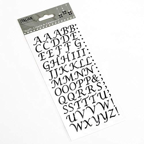 15mm Script Black Glitter Self Adhesive Alphabet Sticker Letters Craft Embellishment