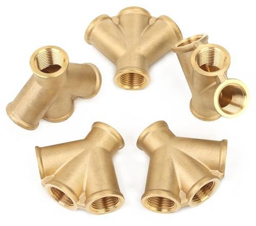 LTWFITTING Tuyau de Laiton Femelle 4 Voies Y Croix de Raccord 1/2 NPT (paquet de 5)