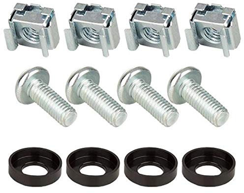 4 x Montageschrauben Rackschrauben M6 x 16 Käfigmutter Montageschrauben Käfigmutternset M6 Montagesatz 10 & 19 Schränke Netzwerk Schrauben Rack Käfigmuttern (1 VPE)