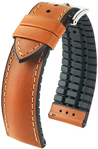 HIRSCH Uhren-Armband James L - italienisches Kalbs-Leder - sportlich/atmungsaktiv - Damen/Herren - Goldbraun - 20 mm