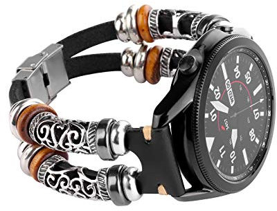 KONAFEI Armband kompatibel mit Garmin Venu 2/Venu 3/Vivoactive 4 45mm/Samsung Galaxy Watch 3 45mm/Gear S3 Frontier/Classic/Galaxy Watch 46mm, 22mm Lederarmband mit Edelstahl Schnallenriemen