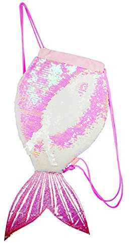 Xlabor Meerjungfrau Schwanz Pailletten Rucksack Kordelzug Magie Reversible Pailletten Rucksack Mode Glitzernde Tunnelzug Tanz Tasche für Kinder Mädchen Rosa L
