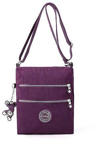 Foino Sac bandoulière Femme Sac Porté épaule Sacoche de Cours Sac Besace Vintage Sac de Messager Sac de Voyage pour Université Sac à Main Mode école Sac Cabas Sport Bourse (Violet Nouveau)