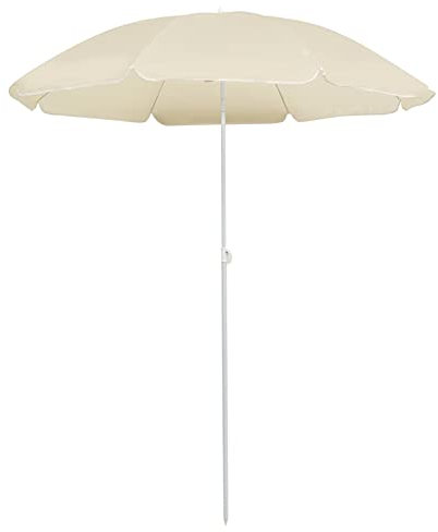 Tidyard Parasol d'extérieur avec Mât en Acier, Parasol Inclinable | Parasol de Plage | Grand Parasol de Jardin Sable 180 cm