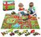 Oriate Diecast Farm Tractor Toys Age 3+ with Animal & Activity Play Mat, 38 Piece Educational Realistic DIY Child's Farm Vehicle Set for Kids, Including Pretend Play Rug Harvester Cropcutter Cow Horse