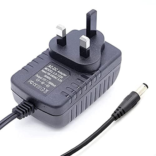 12V 2A Power Supply for LED Strip Lights, AC 100-240V to DC 12V 2A Power Supply Adapter UK plug,Wall Charger,5.5mm x 2.1mm Jack for Audio/Video, Router, Security Camera