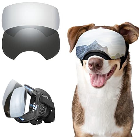 NAMSAN Sonnenbrille für Hunde, verstellbares Band, UV-Schutz, winddicht, schneefest, für große und mittelgroße Hunde