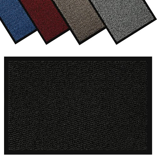 GULLAMBO Non Slip Door Mat – Indoor And Outdoor Door Mat –Kitchen And Office Use Mat, Super Soft Absorbent Multicolor Barrier Mat, Machine Washable Entrance Rug (80cm x 120cm, Charcoal)