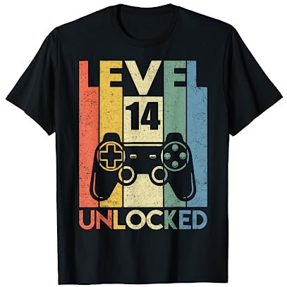 Gaming Vintage 14th Birthday Gift 14 Year Old Boy Girl Gamer T-Shirt