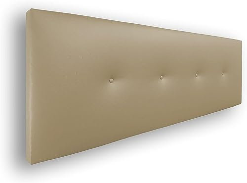 Silcar Home - Cabecero Silvi Tapizado, Estructura Madera, Hilera Botones Estilo Moderno - Fácil Instalación, Acolchado Confort - 135 cm, Polipiel Beige