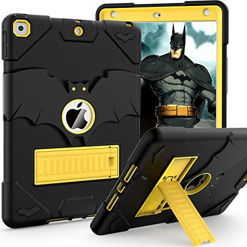 YIMIKOL Kids Case for iPad 9th/8th Generation, iPad 10.2 inch Case 2021/2020, Heavy Duty Shockproof Rugged Protective 10.2 Cover for Boys Girls (Black+Gold)