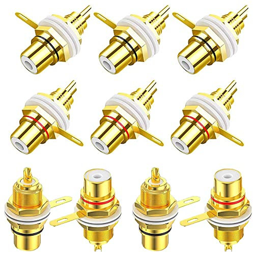 Greluma 10 Pièces connecteur de Prise Femelle RCA, Adaptateur de Montage sur Panneau de châssis RCA
