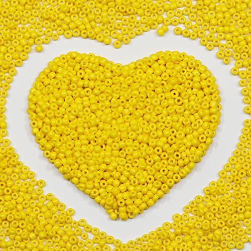 3mm Yellow Color Seed Beads for Jewelry Making 110 Grams About 4000pcs,8/0 Glass Craft Beads for Making Earrings, Bracelets, Pendants, Waist Jewelry, DIY Handmade (Yellow 3mm)