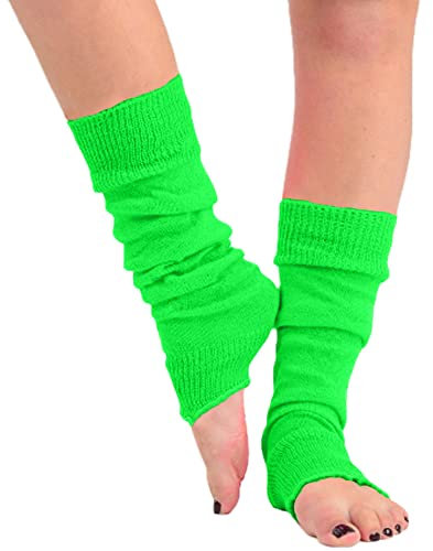 COMFYLOT & KK TRADERS MCR LTD® Women Fancy Stylish Acrylic Leg Warmers Plain 80s Party Neon Ballet Dance Ice Skating Accessories (Green)