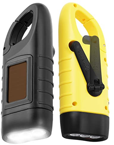 Simpeak 2 Pcs Linterna LED Linterna Mini Portátil, LED Linterna de Mano Resistente al Agua con Cargador Solar (Negro+Amarillo)