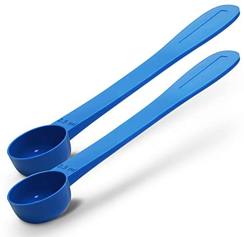2pc Kit, RE-GEN 2.5ml Reusable Long Handle Plastic Measuring Spoon Scoops Dosing Spoons | Ideal for Liquids, Powders, Granules, Home, Kitchen, Catering, Healthcare, Fitness