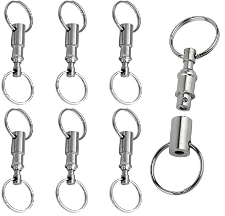 PFLYPF Lot de 6 porte-clés à double tête - Porte-clés en métal amovible - Confortable et pratique - Pour les voyages en plein air, la maison et le bureau - Unisexe (argent), argenté, 8*2.5cm