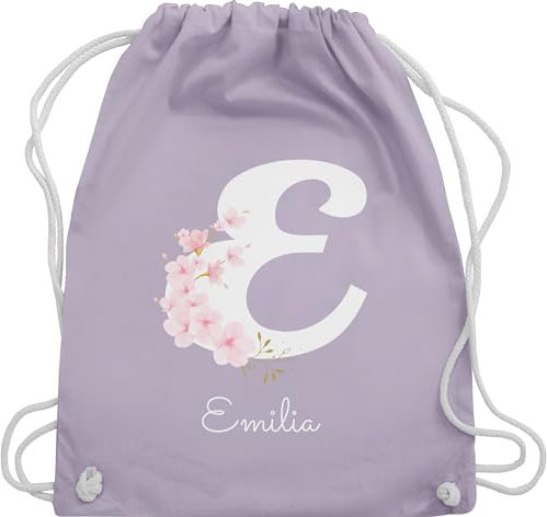 Turnbeutel Rucksack - Initialen - Personalisierte Geschenke mit Buchstaben Mädchen Geschenkideen mit Namen Frauen - Unisize - Pastell Lila - sportrucksack kindergartentasche selbst gestalten