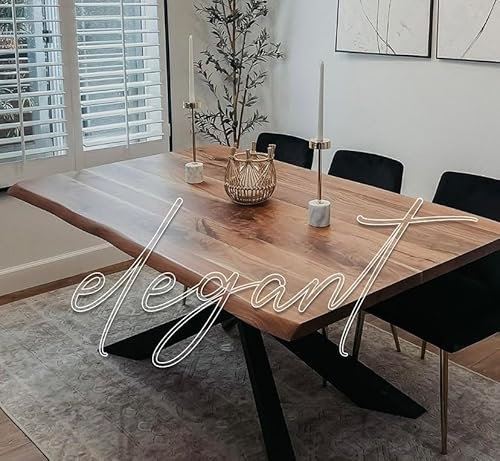 designs4yourhome Esstisch 140x70cm echte Baumkante, massiver Holztisch aus Wallnuss, Schwarze Metallbeine, Baumkantentisch, Esstisch für bis zu 6 Personen, Holztisch Paris (Nussbaum+V-Gestell, 160x80)