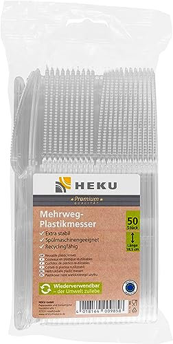 Heku Lot de 50 couteaux en plastique réutilisables