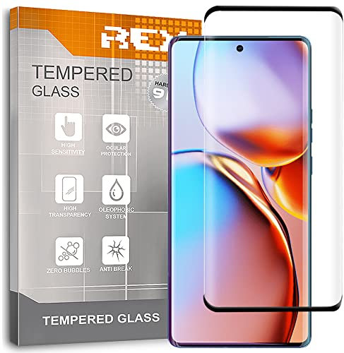 REY 2X Protector de Pantalla Curvo 3D para Motorola Edge 40 Pro, Negro, Protección Completa, 3D / 4D / 5D