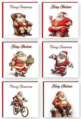 Giftinghouse 24/48 Weihnachtskarten 2024, Multipack, lustige Weihnachtsmann-Karten für Familie, Freunde, Enkelin und Kinder, umweltfreundliche saisonale Grußkarten zum Verkauf (48 Karten)