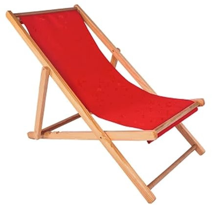BtpOuy Silla Plegable Silla de Playa de Lona Oxford roja Silla Plegable con Cabestrillo Chaises Silla portátil con Estructura de Madera para Piscina con Cubierta de Playa para Casa Hotel Restaurante