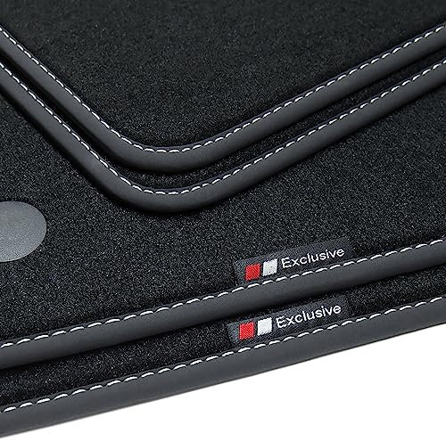 tuning-art BEF966 Fußmatten passend für Mercedes E-Klasse W212 / S212 2009-2016, Naht:Silber. Deluxe Velours