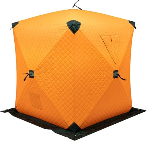 TaNeHaKi Eisfischer Zelt 1-2 Personen Outdoor Eisangelzelt Tragbares Zelt zum Eisfischen Angelzelt für Winter Zelt zum Angeln mit Handtasche Outdoor Camping Zelt (Orange)