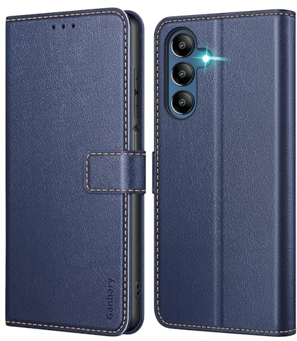 Ganbary Handyhülle für Samsung Galaxy A15 / A15 5G Hülle, Premium Leder Klapphülle [Kartenschlitzen] [Magnetverschluss] [Standfunktion] kompatibel mit Galaxy A15 Schutzhülle, Blau