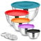 Onader Mixing Bowls Set of 5, Stainless Steel Metal Salad Bowl with Airtight Lids & 3 Graters, Perfect for Baking, Cooking, Prepping Serving, Easy Clean - 0.7/1.2/1.6/2.8/4.6QT (Multicolor)