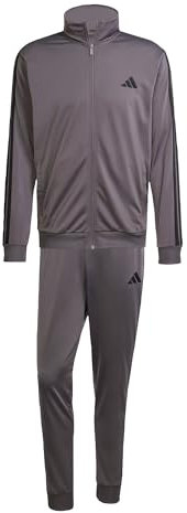 adidas Men's SPORTSWEAR BASIC 3 STRIPES TRICOT TRACKSUIT Grey Strata, S