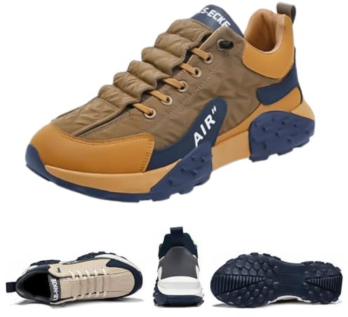 Chaussures sport basses orthopédiques confortables, larges et neutres pour homme, étanches, Air AIP, pour la marche, le tennis, courir, kaki, 43 1/3 EU