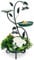 COSTWAY Vogeltränke mit Solarleuchte, Vogelbad Futterspender Blumentopf, Metall, Vogelfutterstation Deko, Blumenkasten mit dekorativen Blumen & Blättern, für Wildvögel Garten Hof, 83 cm, Bronze
