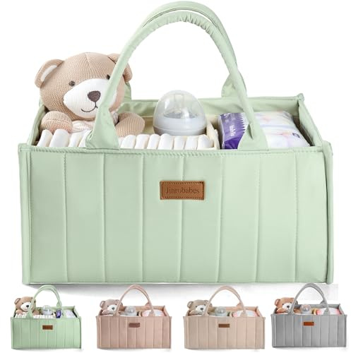Jinrobabes Wickeltasche Organizer, Baby Aufbewahrungskorb mit Herausnehmbaren Fächern, Windeltasche als Geschenk für Neugeborene & Babyparty, Wickeltisch Organizer für Neugeborene Mütter Verwendet