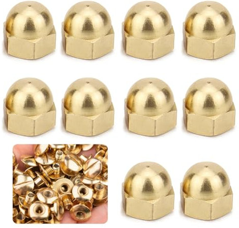 10 dadi esagonali M8, in ottone, dado per cappello, dadi per viti, M8, in ottone, testa a cupola esagonale, dado filettato e bullone filettato, dadi per cappelli per fissaggio veicoli