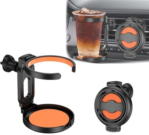 ZDHXZYQ Car Cup Holder for VW Amarok Arteon Atlas Atlas Cross Sport, All Purpose Adjustable Air Vent Cup Holder with Non-slip EVA Pads, Folding and Easy to Install,A-Orange