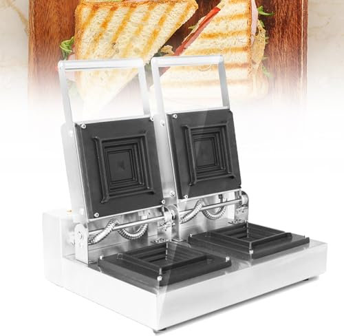 QXIWAOE Sandwichera Comercial, Sandwichera, Gofrera con Velocidades De Control De Temperatura, Calentamiento Rápido, para El Hogar/Panaderías/Eventos/Supermercados,B