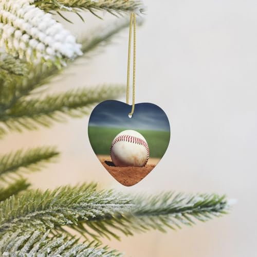 2024 Weihnachtsbaum Hängende Ornament Baseball Herz Keramik Weihnachten Hängende Weihnachtsbaumschmuck Anhänger für Xmas Hochzeit Party Dekoration Keramik Ornamente