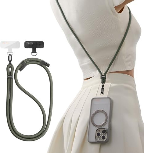 TORRAS Handykette Universal Verstellbar Handyband zum Umhängen aus doppeltem Nylon-Seil Robust Angenehm Lanyard Handy Umhängeband mit Metallschnalle Haltbar Grün