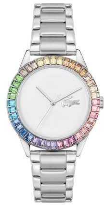Lacoste Ladycroc Damenuhr 2001409, Elegante Damenuhr, vergoldeter Edelstahl, glänzende Kristalle, Armband